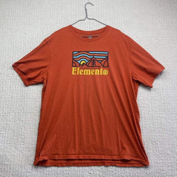 Element Shirt Men 2XL Orange Wind Water Fire Earth Graphic Mountain Outdoors Tee - Picture 1 of 15